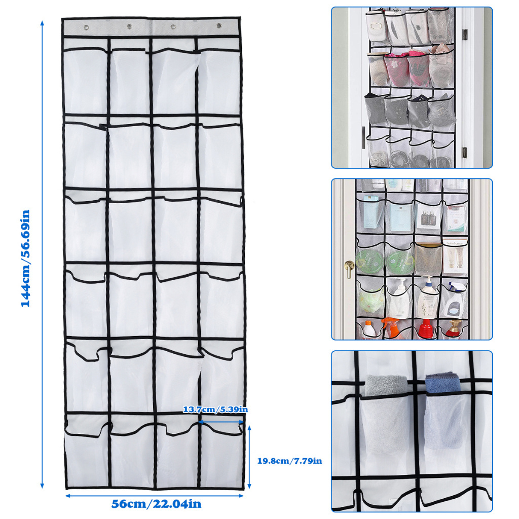 24 Pocket Shoe Storage Closet Holder Door Wall Hanging Organizer Rack Bag Over The Door Hanging Organizer