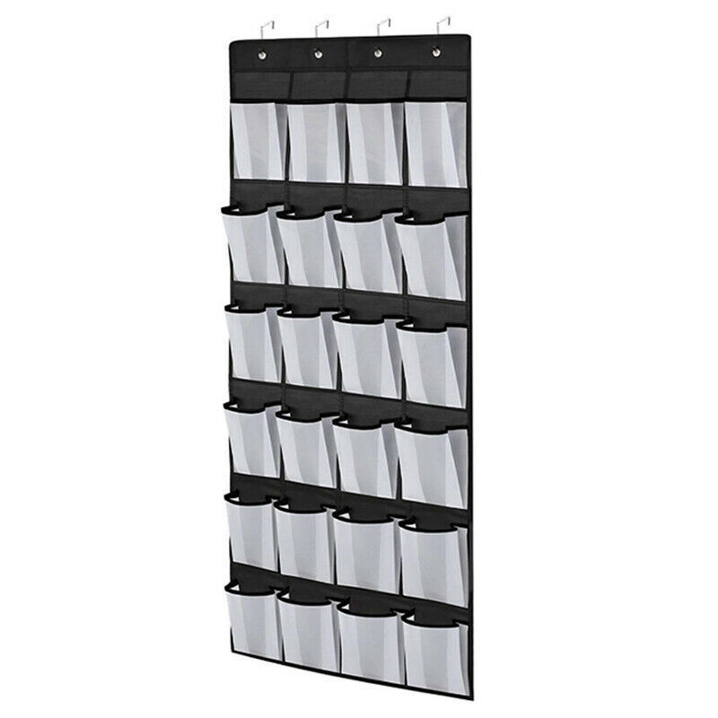 24 Pocket Shoe Storage Closet Holder Door Wall Hanging Organizer Rack Bag Over The Door Hanging Organizer