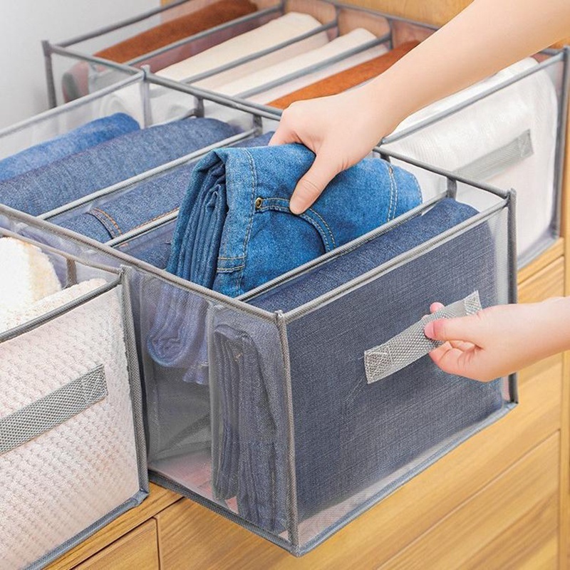 Nylon Clothes Drawer Storage Bag Divider Closet Organizer Foldable Mesh Underwear Bra Socks Storage Box With Handle