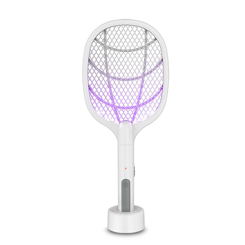 2 in 1 White ABS Mosquito Killer Lamp Electric Shock Mosquito Swatter USB Rechargeable Bug Zapper Rechargeable Mosquito Racket