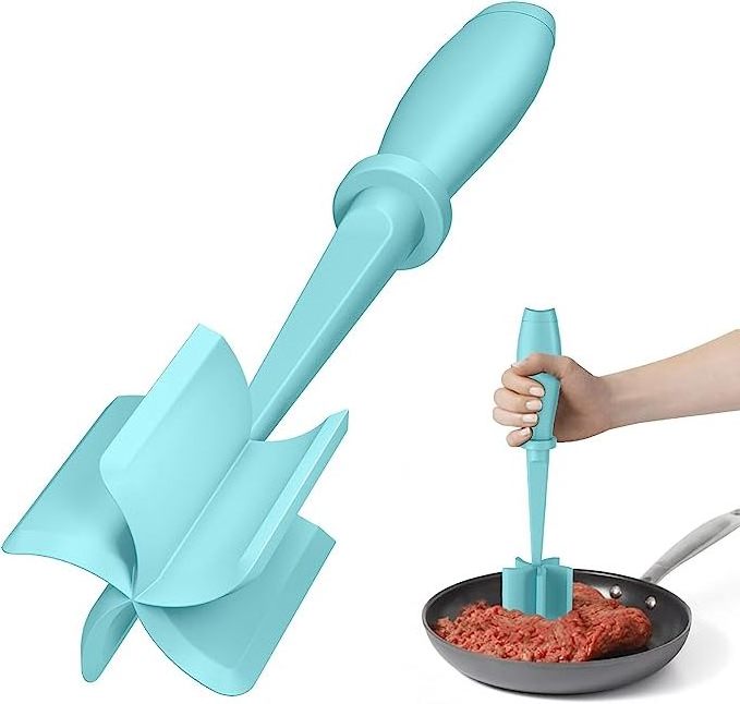 Plastic Heat Resistant 5 Curve Blades Food Masher Vegetable Fruit Manual Meat Beaf Potato Masher For Ground Beef