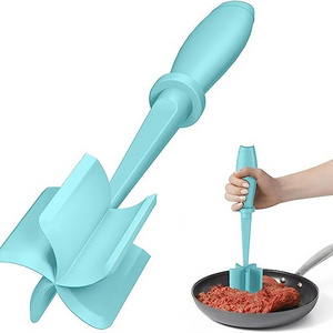 Plastic Heat Resistant 5 Curve Blades Food Masher Vegetable Fruit Manual Meat Beaf Potato Masher For Ground Beef