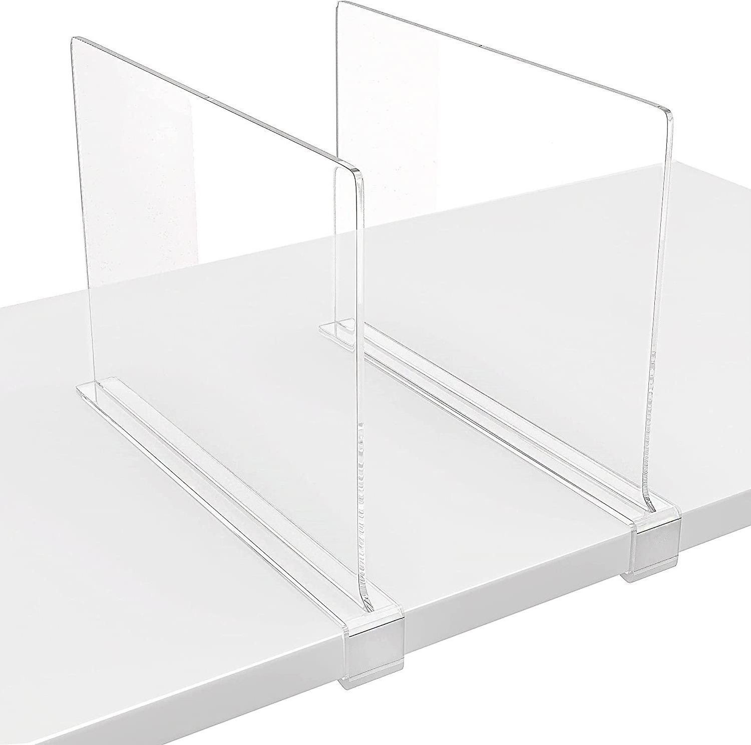 Home Supermarket Adjustable Clear Plastic Closet Separators Acrylic Shelf Divider for Wooden Shelves