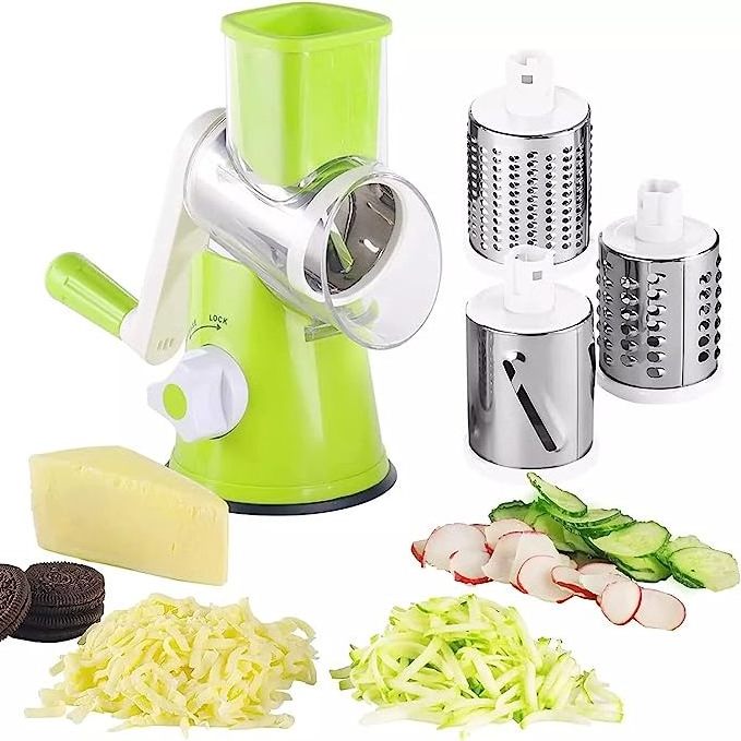 Professional Spiral Potato Slicer Drum Grater Kitchen 3 in 1 Roller Manual Drum Vegetable Cutter