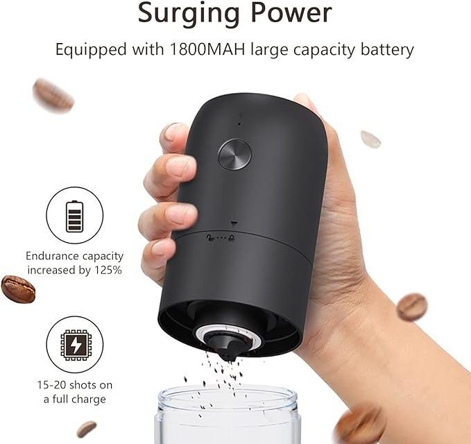 Small Cordless USB Charging Rechargeable Portable Electric Burr Mini Coffee Grinder For Coffee Bean