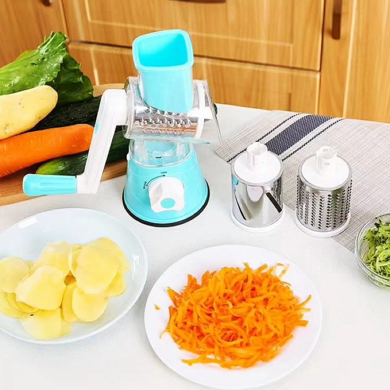 Professional Spiral Potato Slicer Drum Grater Kitchen 3 in 1 Roller Manual Drum Vegetable Cutter