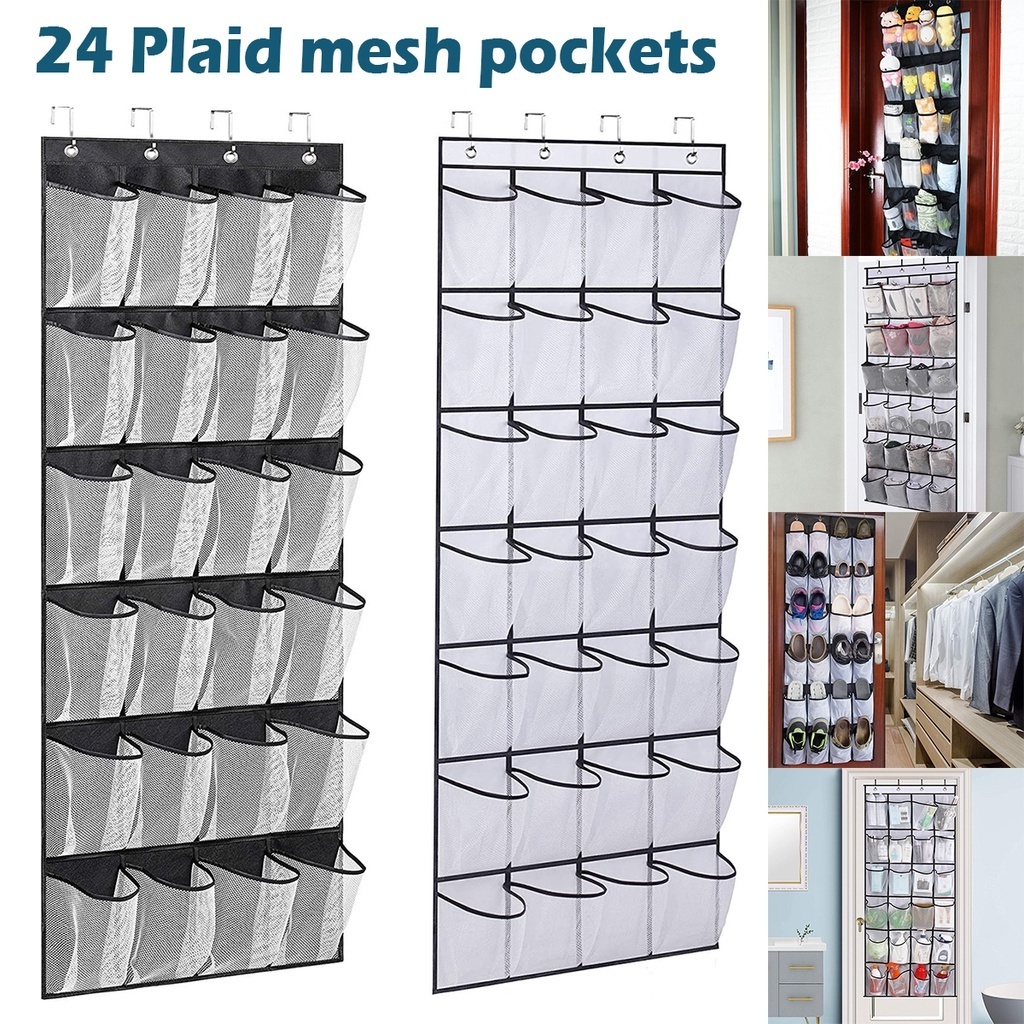 24 Pocket Large Mesh Wall Bag Storage Closet Storage Rack Shoe Space Over The Door Hanging Organizer