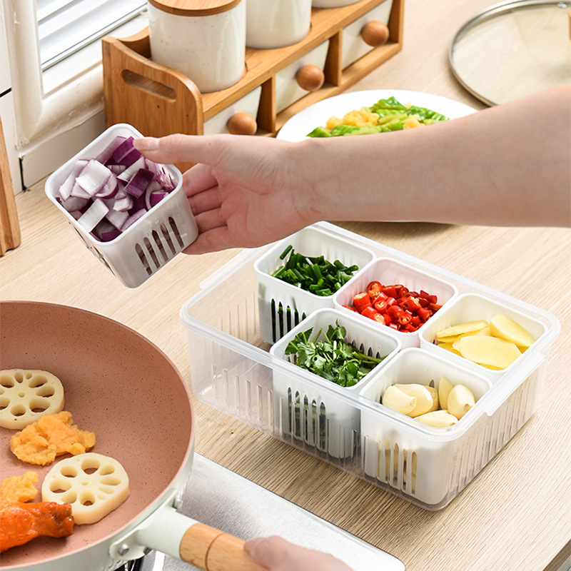 Simple and convenient onion fresh-keeping box compartment chopped green onion Refrigerator box with lid