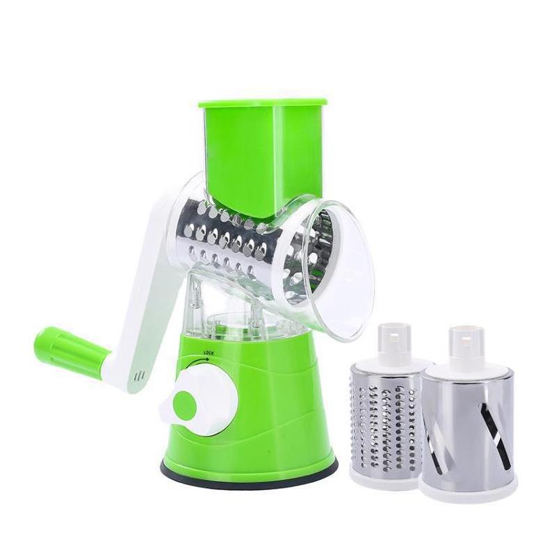 Professional Spiral Potato Slicer Drum Grater Kitchen 3 in 1 Roller Manual Drum Vegetable Cutter