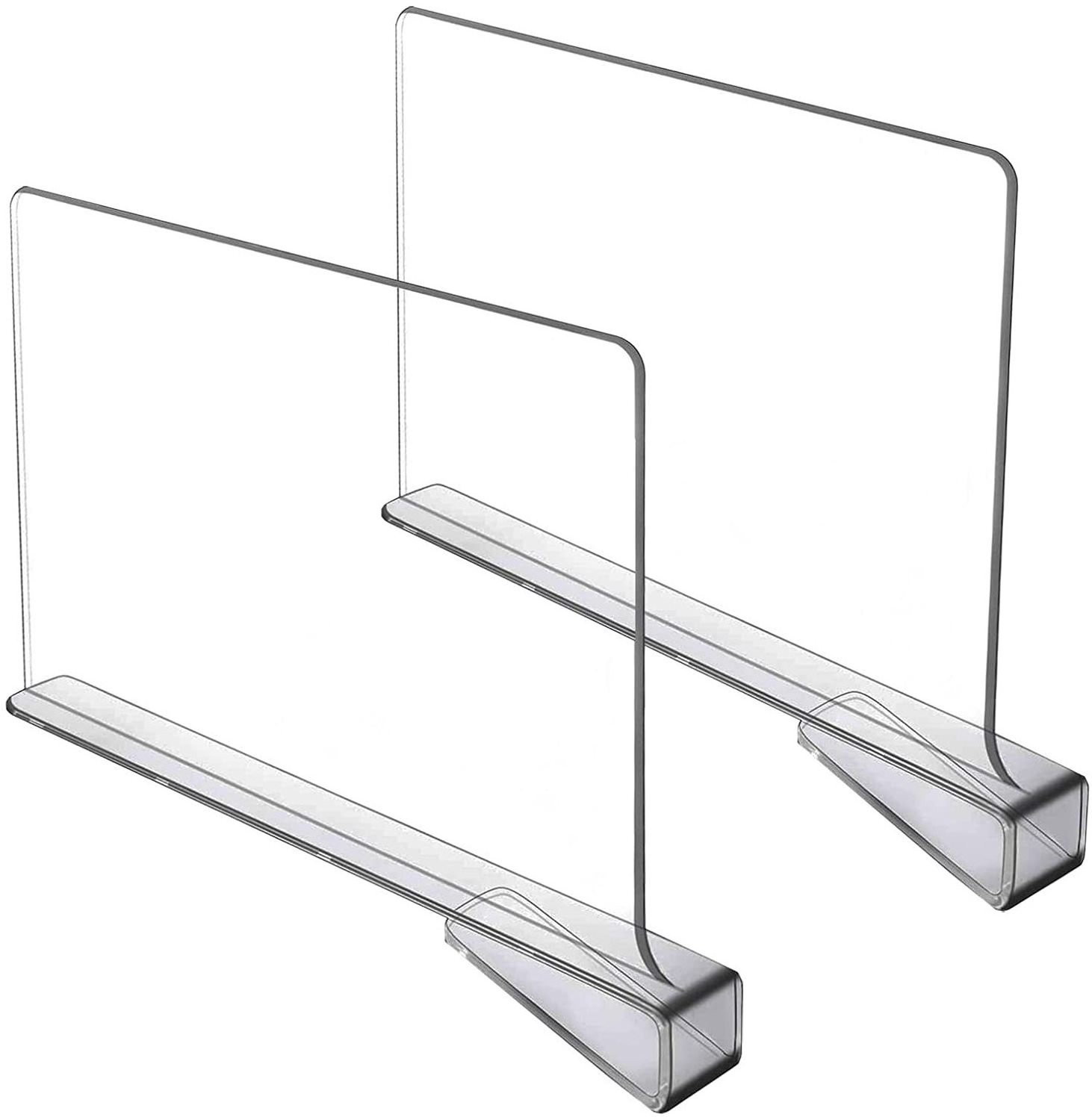 Home Supermarket Adjustable Clear Plastic Closet Separators Acrylic Shelf Divider for Wooden Shelves