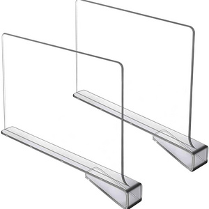 Home Supermarket Adjustable Clear Plastic Closet Separators Acrylic Shelf Divider for Wooden Shelves