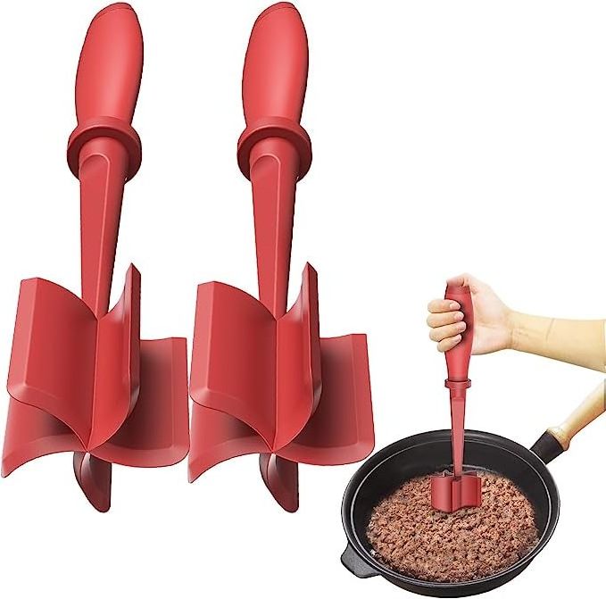 Plastic Heat Resistant 5 Curve Blades Food Masher Vegetable Fruit Manual Meat Beaf Potato Masher For Ground Beef