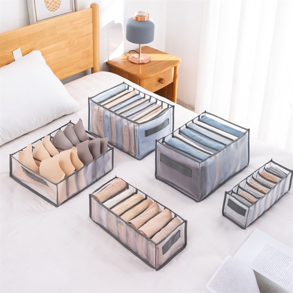 7/9/11 Grids Washable Folding Wardrobe Clothes Drawer Closet Organizer for Jeans Clothes