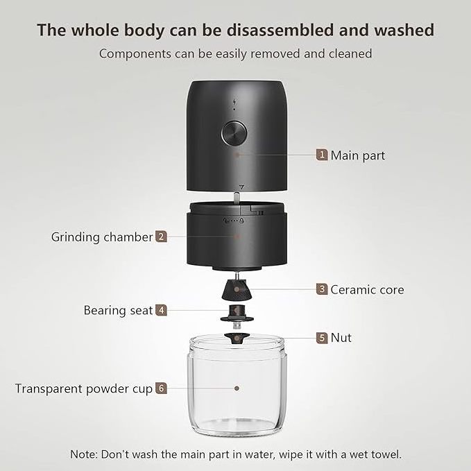 Small Cordless USB Charging Rechargeable Portable Electric Burr Mini Coffee Grinder For Coffee Bean