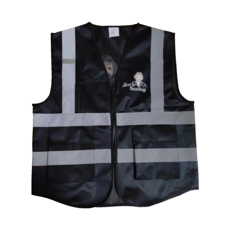 BLACK pockets waistcoat vest for men hi vis workwear reflective safety clothes