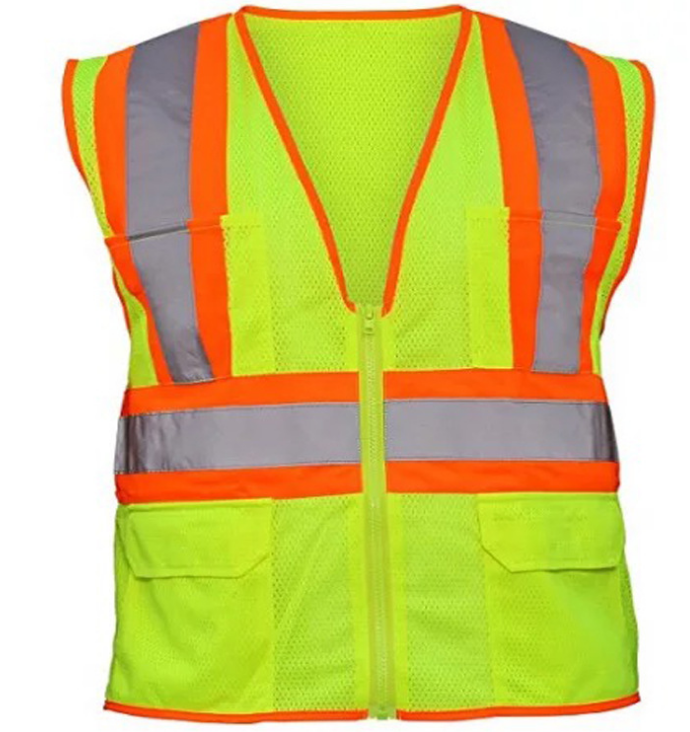 AMERICA hot sell yellow orange logo print pockets reflective safety vest