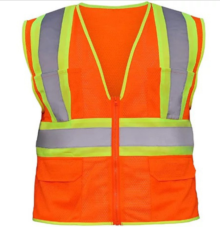 AMERICA hot sell yellow orange logo print pockets reflective safety vest