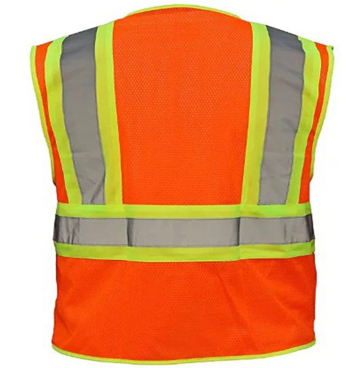 AMERICA hot sell yellow orange logo print pockets reflective safety vest