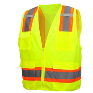 AMERICA hot sell yellow orange logo print pockets reflective safety vest