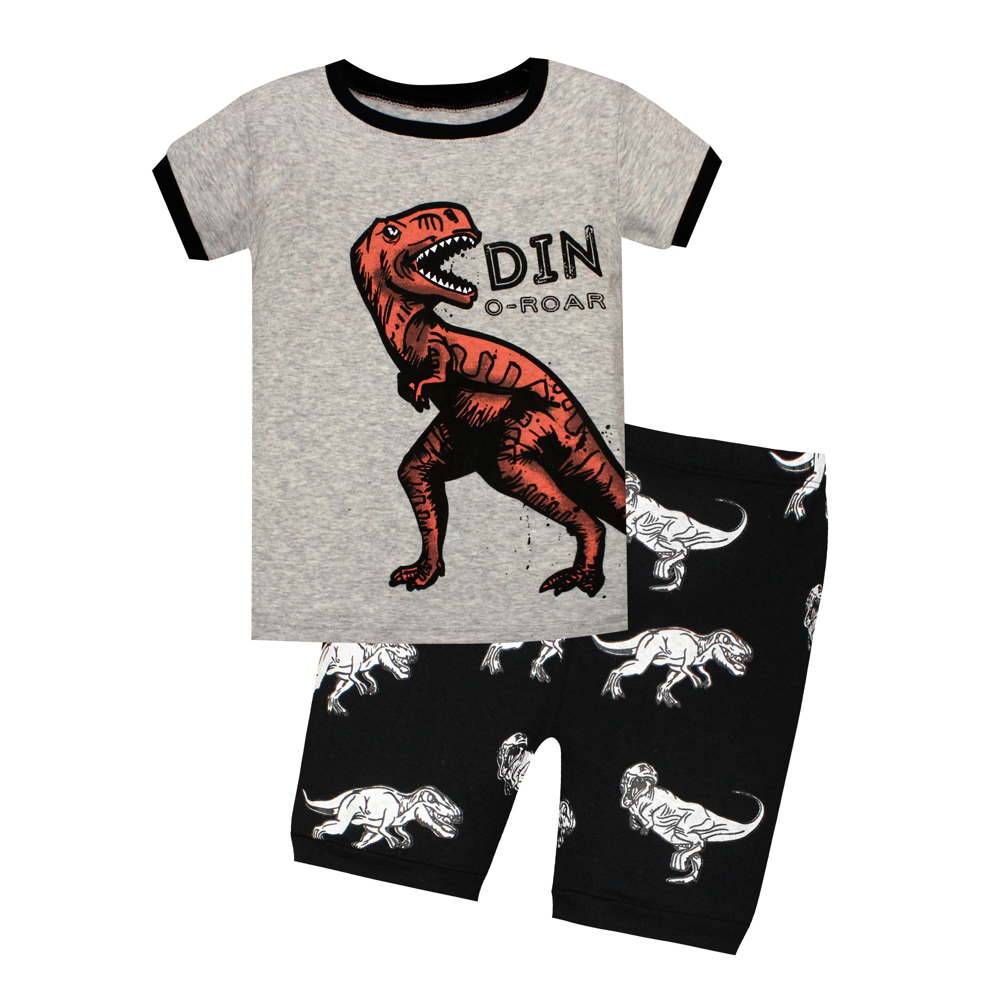 Dinosaur Boys Clothing Sets Night Wear Children Short Sleeves Wholesale Summer Pyjamas Kids 100 Cotton Cartoon Pajamas