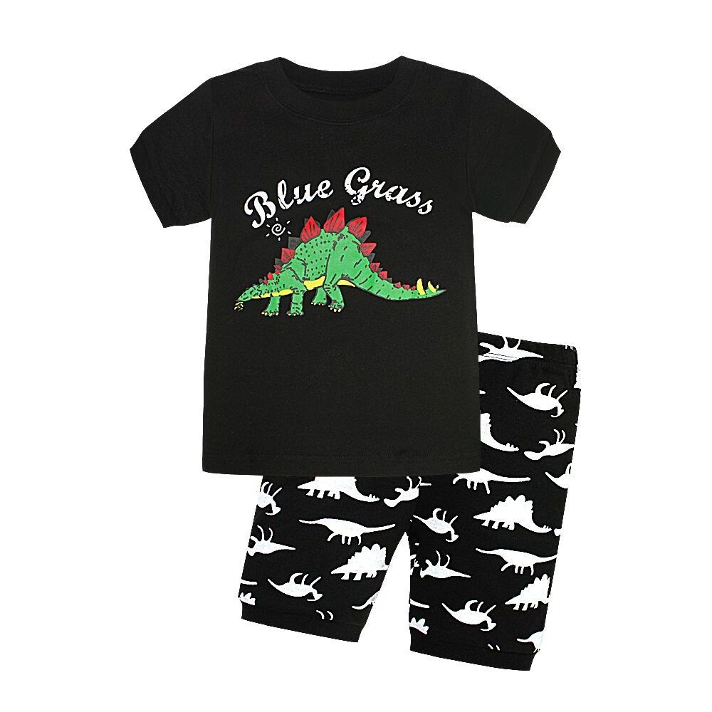 Dinosaur Boys Clothing Sets Night Wear Children Short Sleeves Wholesale Summer Pyjamas Kids 100 Cotton Cartoon Pajamas