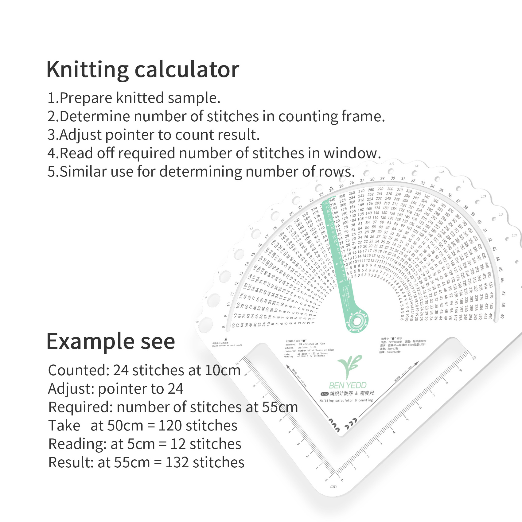 BEN YEDD knitting calculator knitting counting frame stitch calculator ruler fan style calculator Handmade knitting DIY