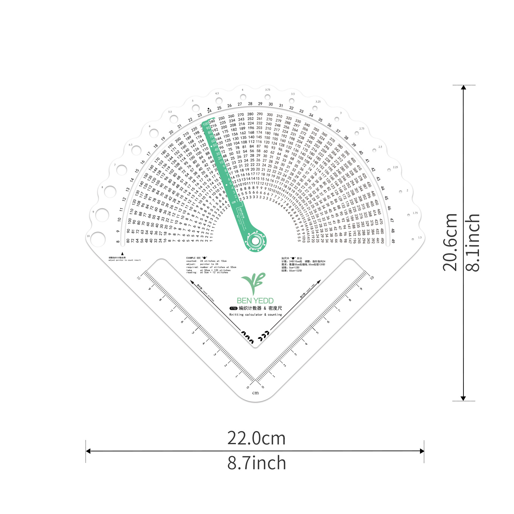 BEN YEDD knitting calculator knitting counting frame stitch calculator ruler fan style calculator Handmade knitting DIY