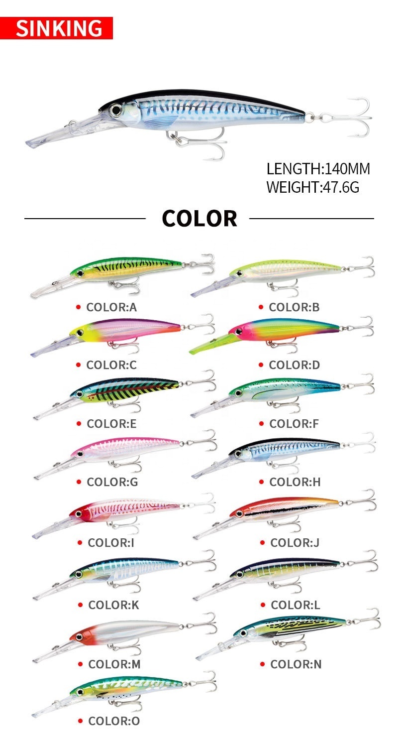 New Arrival 140mm/46g Fishing Lure Minnow Baits Long Casting Slow Sinking Big Fishing Bass Lures Plastic Crankbait