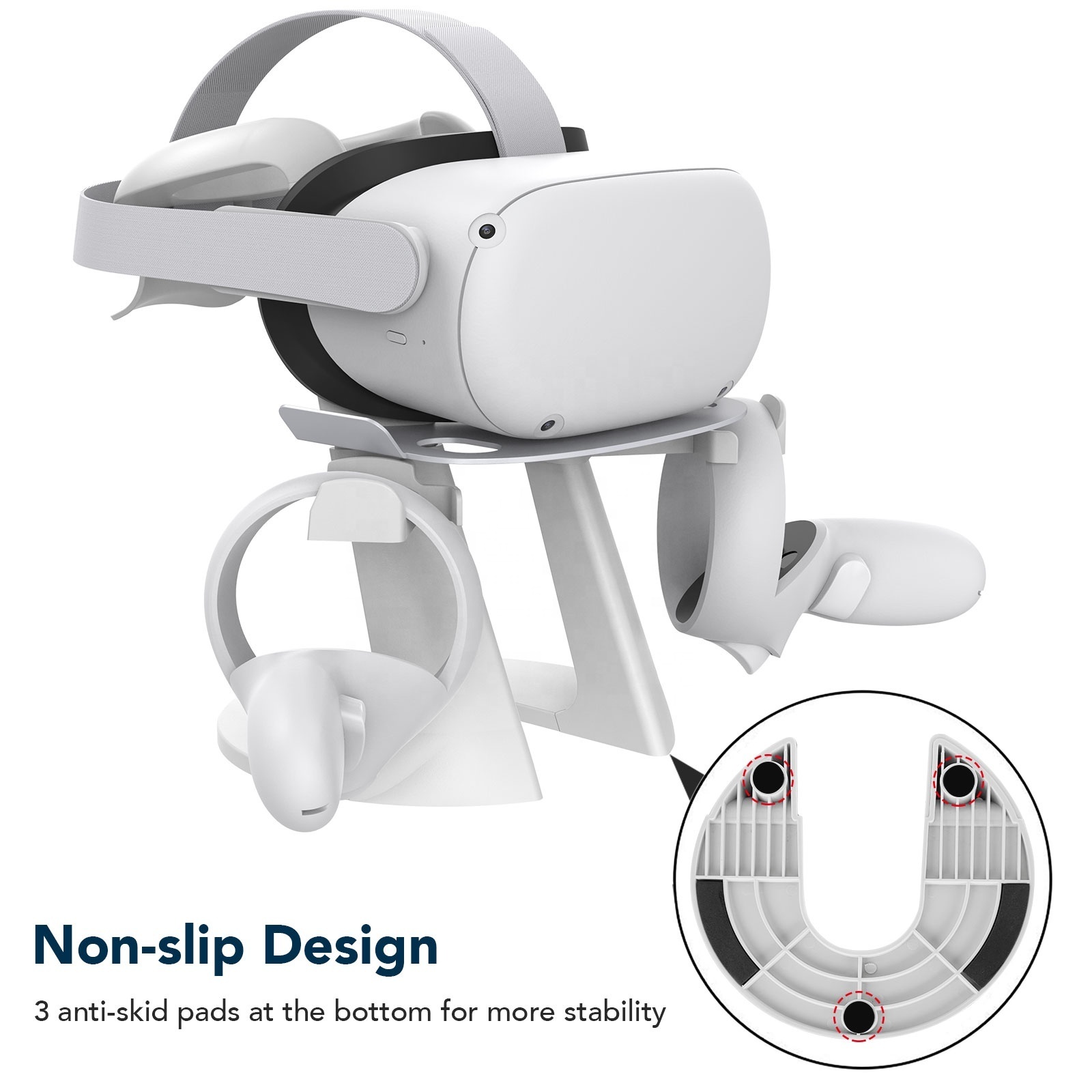 White VR Stand Controller Holder, VR Headset Display Stand and Controller Mount For Oculus Quest2/HTC VIVE/ VALVE INDEX