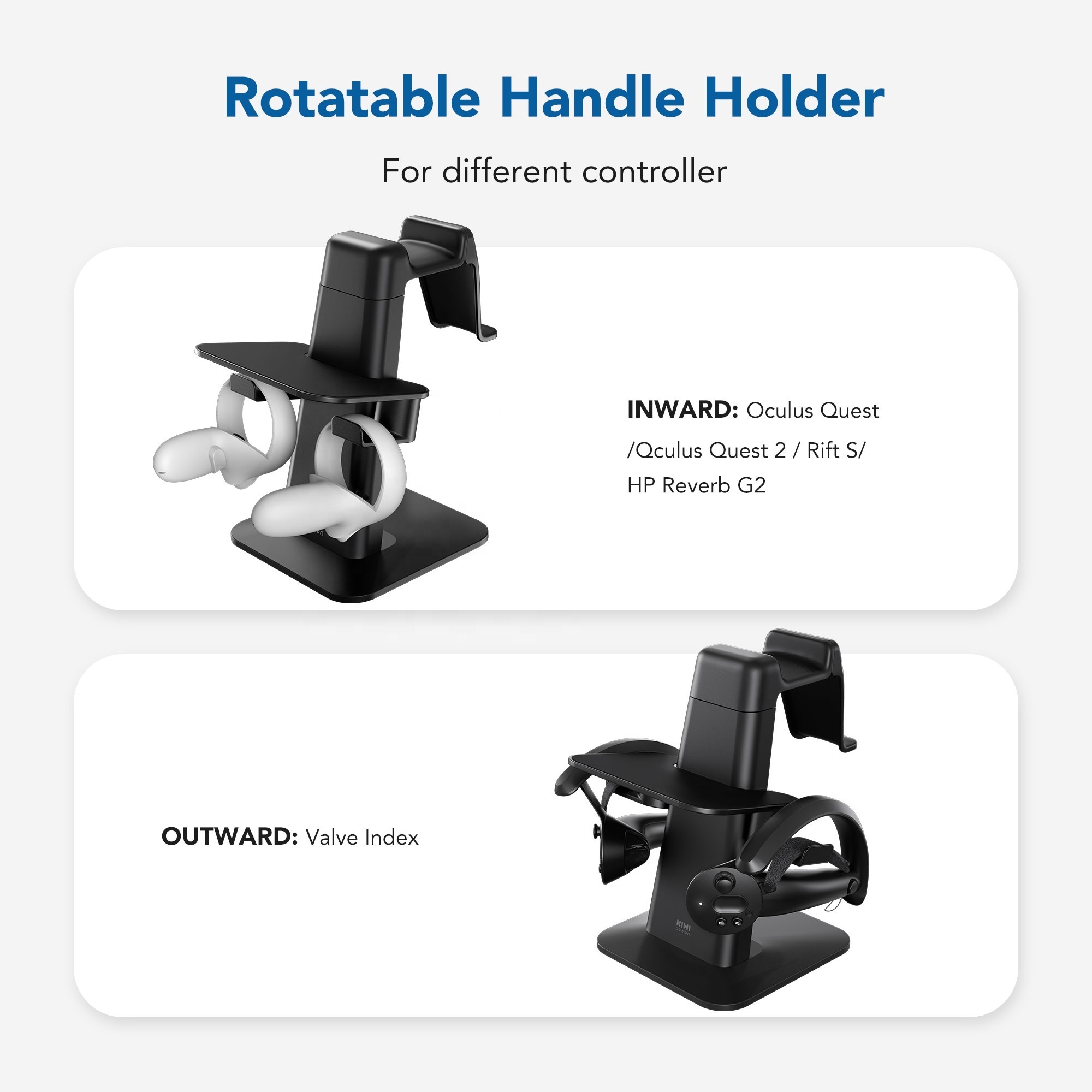 KIWI design VR Stand Headset and Controllers Holder For Oculus Quest1/2/Valve Index/HP Reverb G2