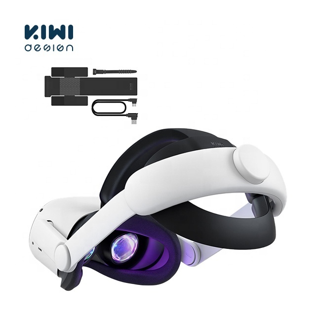 KIWI design adjustable, replacement Elite Strap With 3 in 1 Battery Strap for Oculus Quest 2 VR Accessories