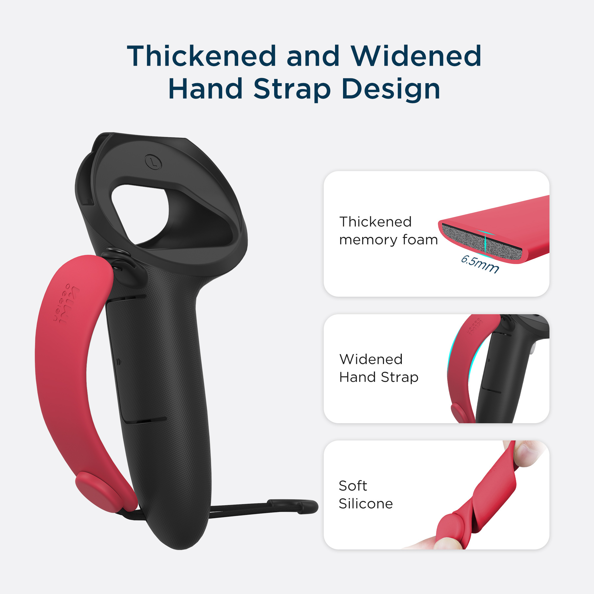 Color Blocked Silicone VR Accessories Grip Cover with Strap Halo Controller Cover & Battery Replacement Opening Oculus Quest 2