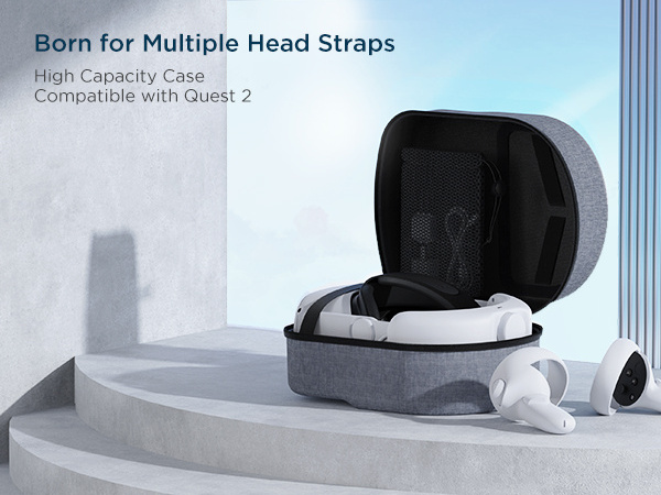 KIWI Design EVA Carrying Case for Meta/Oculus Quest 2/Pico 4 Compatible with Elite/Battery Strap Accessories