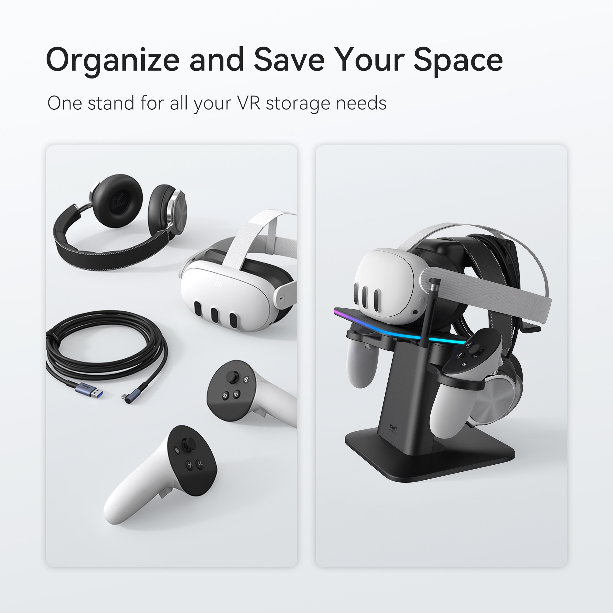 KIWI design Charging Dock for Meta Charging Station Stand Set For Quest 2/3  VR Headset Holder and Controller