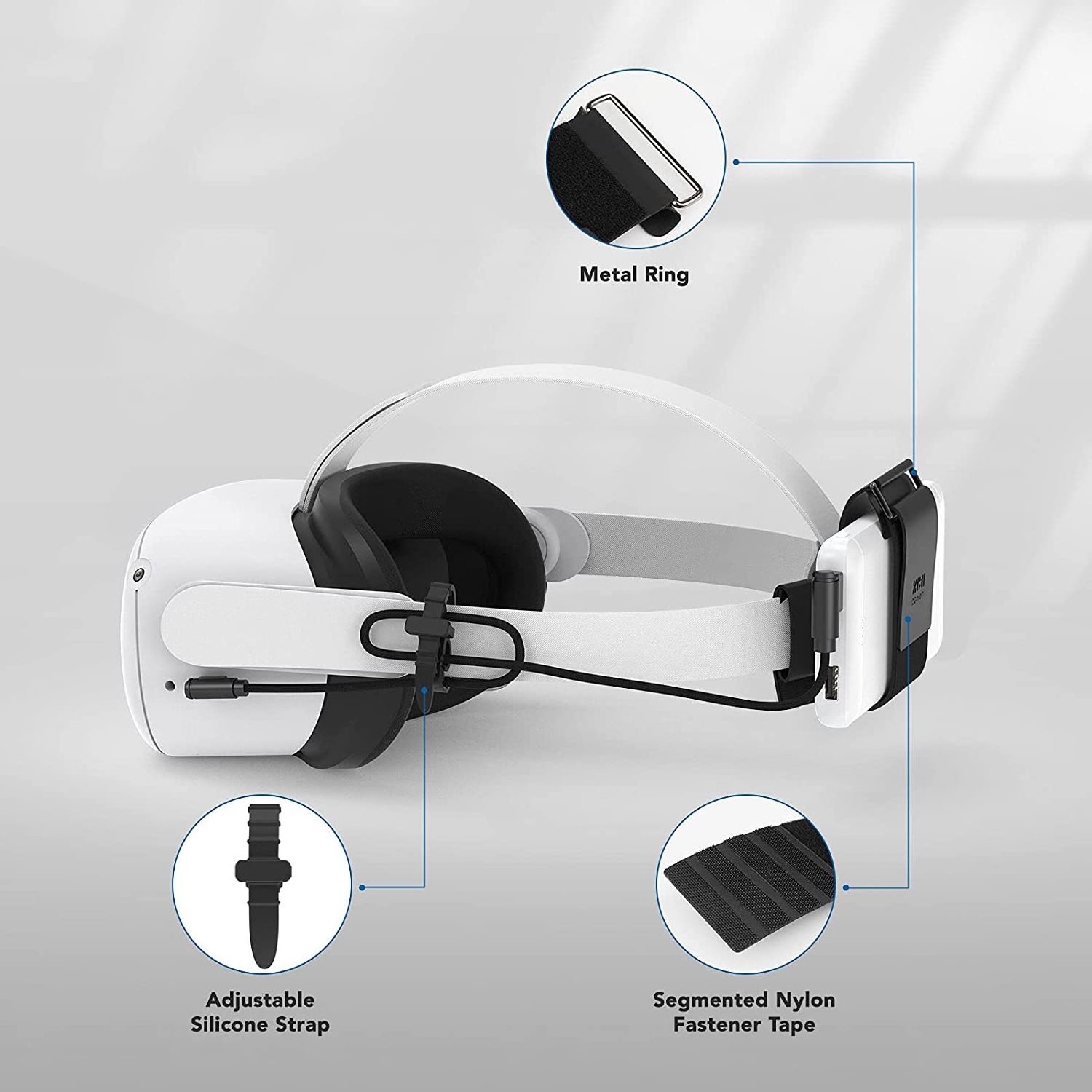 KIWI Design Adjustable Comfortable Replacement Elite Strap With 3 in 1 Battery Strap for Oculus Quest 2 VR Accessories