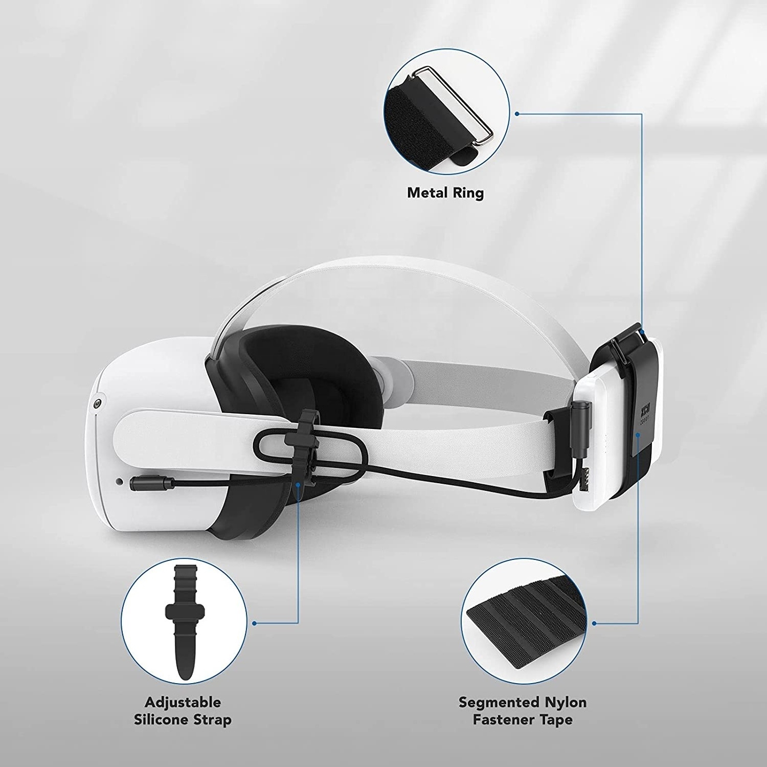 KIWI design adjustable, replacement Elite Strap With 3 in 1 Battery Strap for Oculus Quest 2 VR Accessories