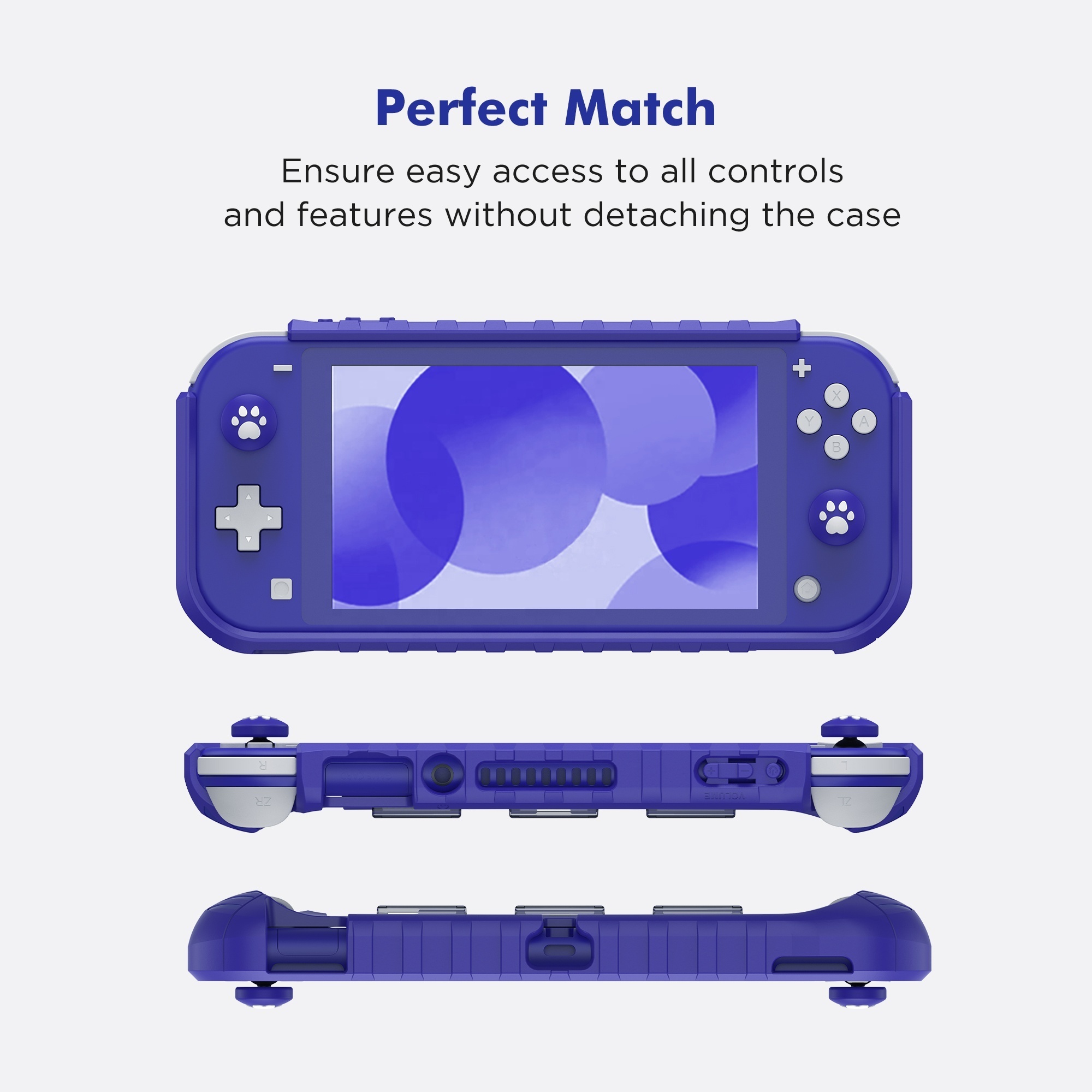 Shock-absorbent TPU Protective Case For nintendo switch lite with cat claw thumb grip