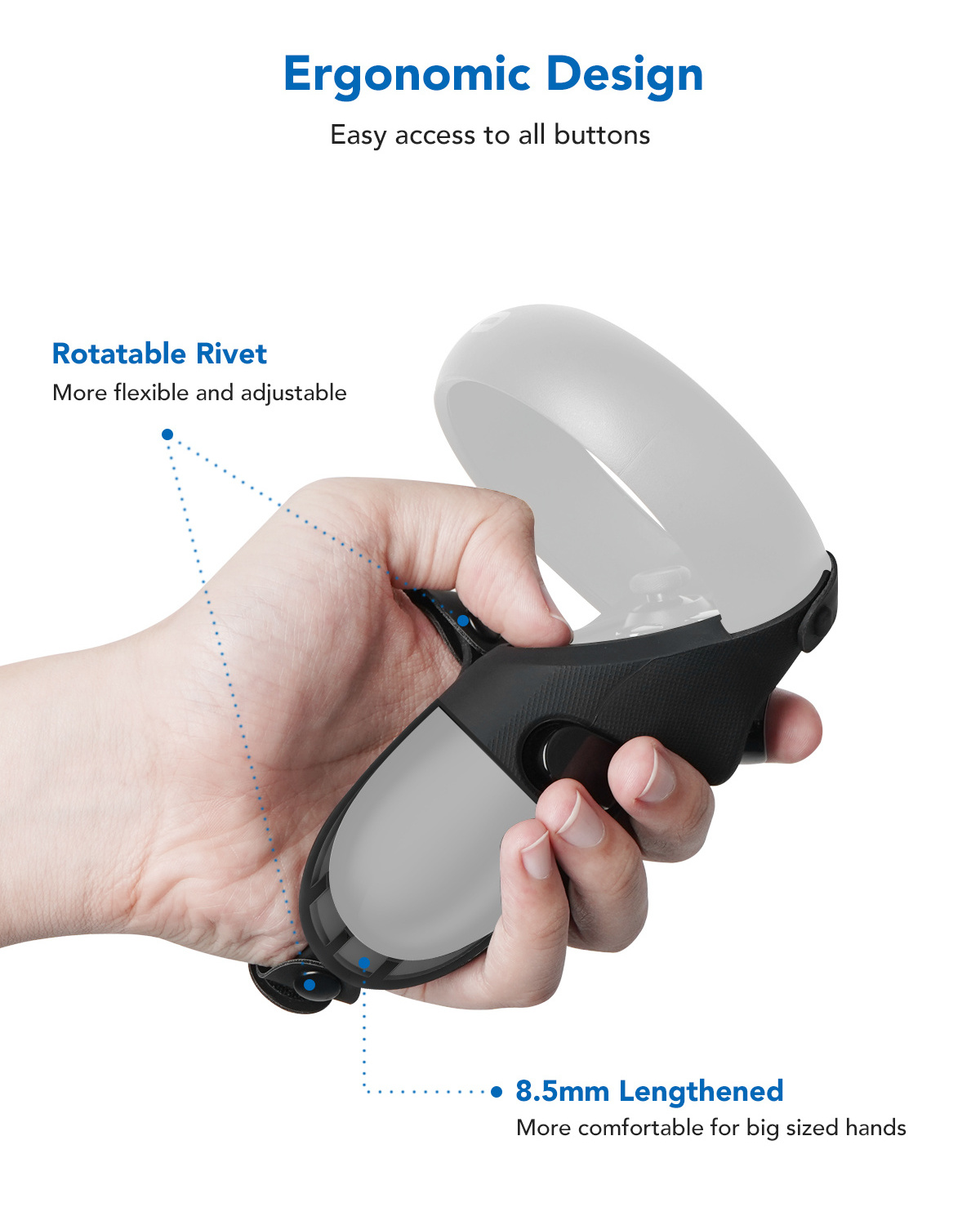 KIWI design adjustable hand strap For Oculus Quest 1 and Rift S controller handle accessories