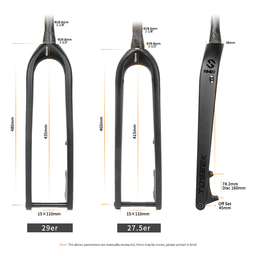 TOSEEK M40 MTB Full Carbon Fiber Bike Front Fork 27.5/29er Integration Thru Axle Fork 15x110mm Bicycle Boost Fork