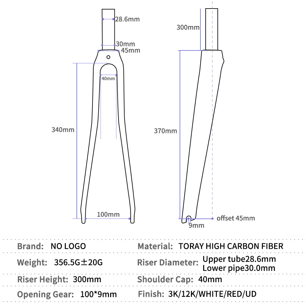 Gravel bike carbon rigid fork matte gloss accessories bicycle fork 700c road fixed gear bike fork