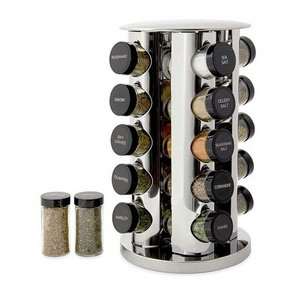 organizer cupboard shelves chrome spice rack turning cabinet kitchen jars rotating display free standing seasoning storage