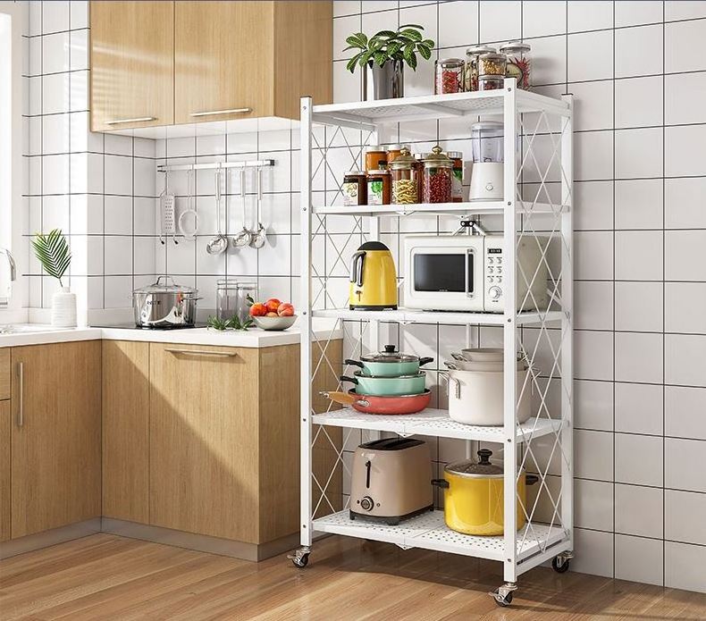 Hot sale multi Tier Shelving All-Purpose Utility Cart Storage Holder Folding Rack Shelf