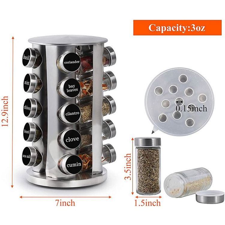 organizer cupboard shelves chrome spice rack turning cabinet kitchen jars rotating display free standing seasoning storage