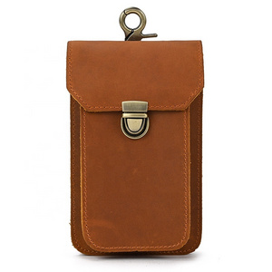 Men Top Quality Genuine Leather Belt Bag Small Waist Bag For Phone Small Phone Cigarette Case