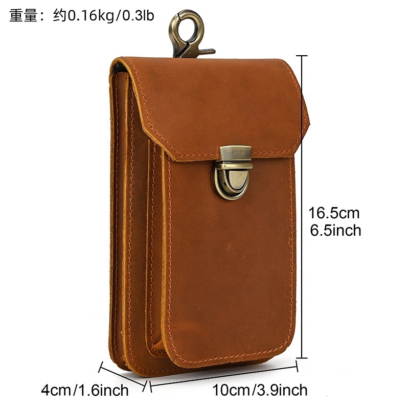 Men Top Quality Genuine Leather Belt Bag Small Waist Bag For Phone Small Phone Cigarette Case