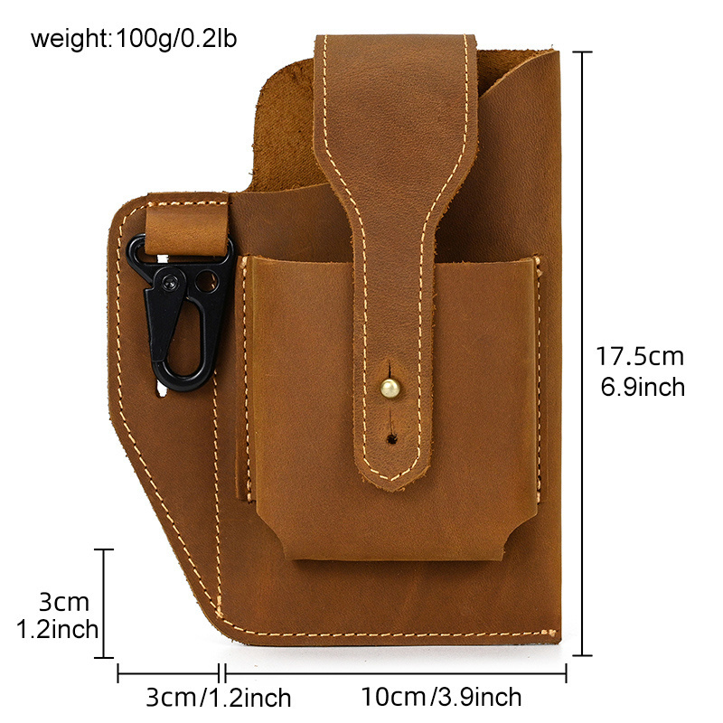 2022 Newest Hot Sale Genuine Leather Belt Bag Waist Pack Retro Sling Mobile Phone Waist Bag For Phone