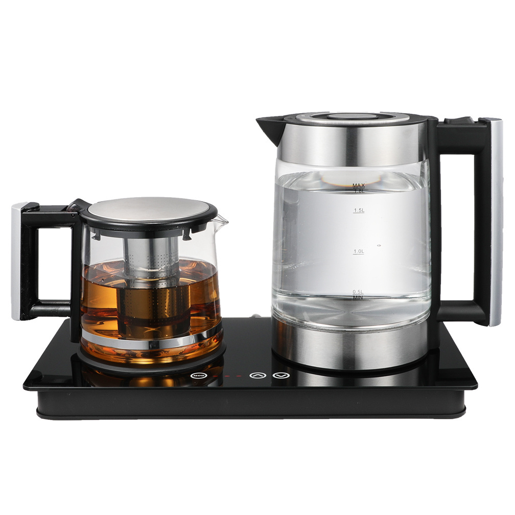 Popular tea brewing set glass electric kettle with touch screen keep warm function