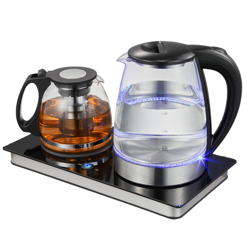 Europe and America   1.8L glass Kettle Tea Maker With 1.2L Glass Teapot Electric Kettle Tea Tray Glass teapot combination