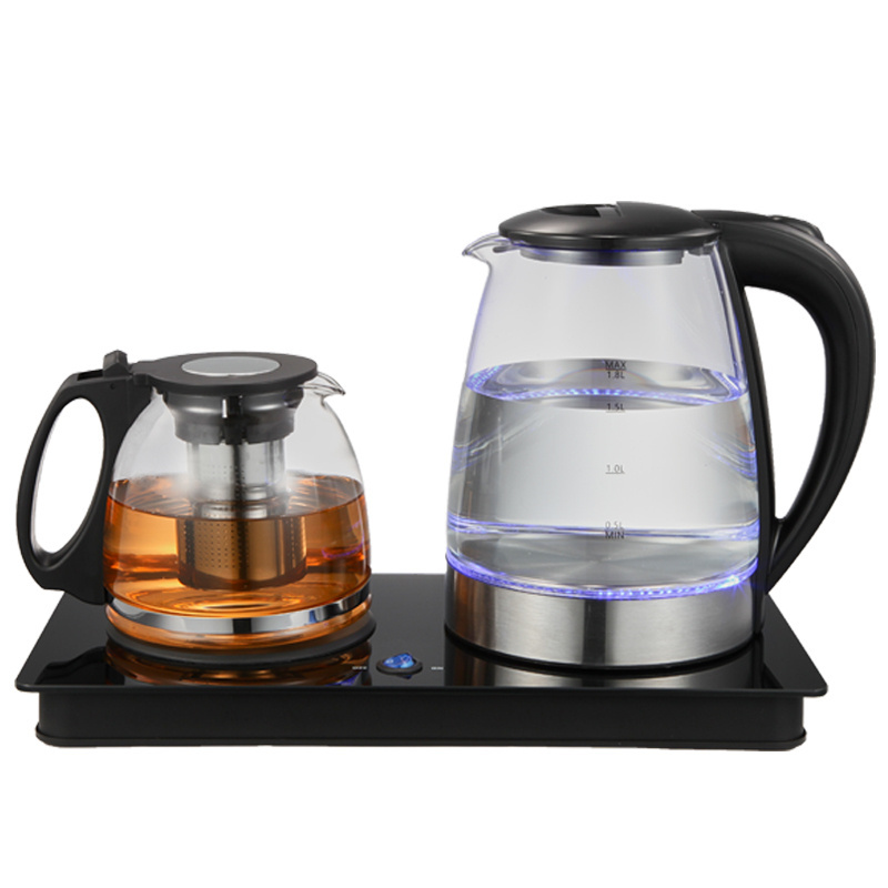 Europe and America   1.8L glass Kettle Tea Maker With 1.2L Glass Teapot Electric Kettle Tea Tray Glass teapot combination