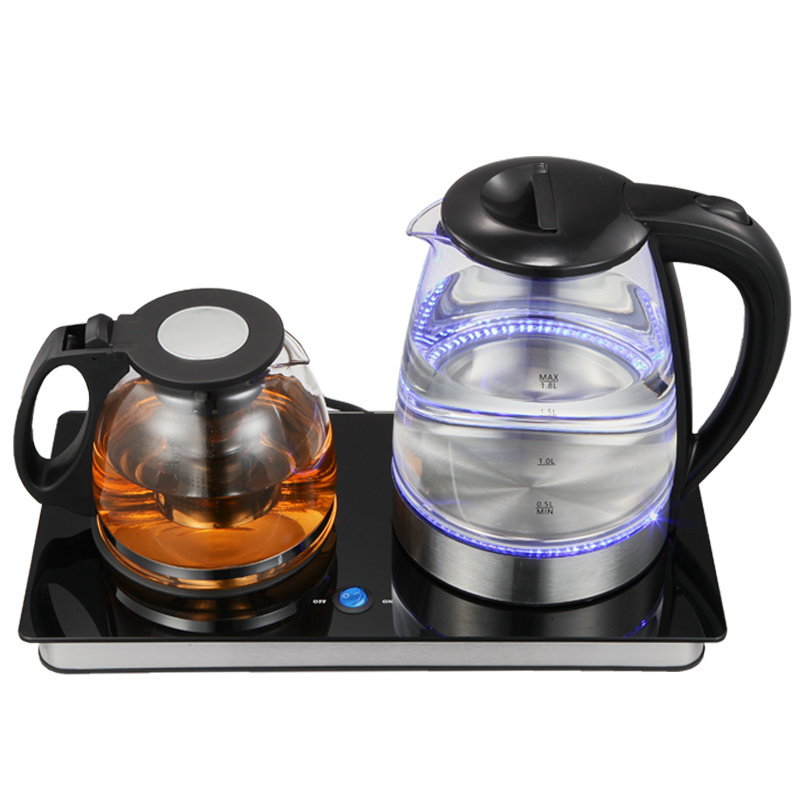 Europe and America   1.8L glass Kettle Tea Maker With 1.2L Glass Teapot Electric Kettle Tea Tray Glass teapot combination